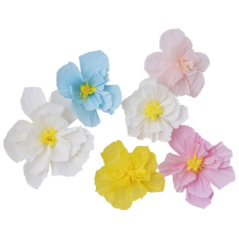 Dekorasjonsblomster av silkepapir 6 stk.