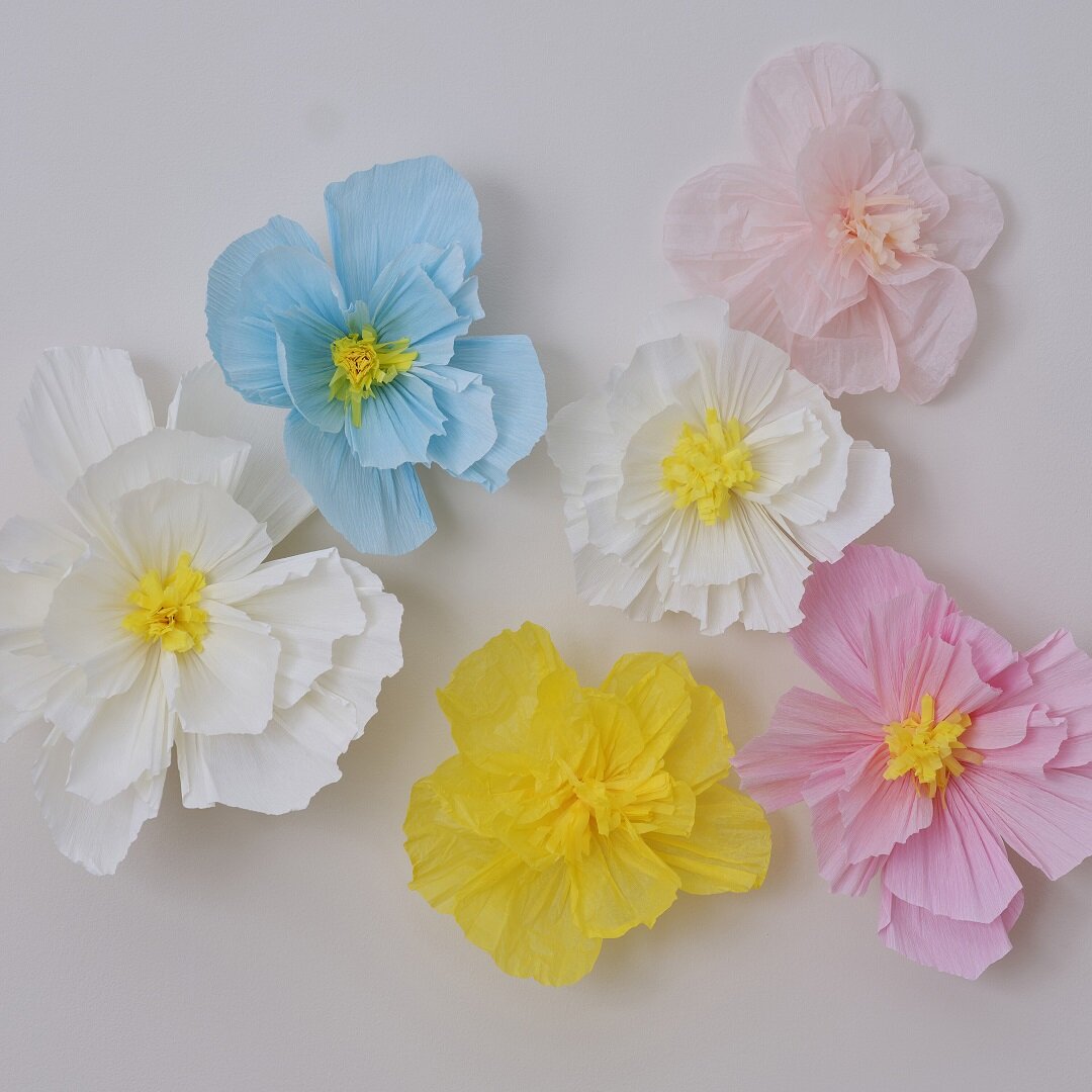 Dekorasjonsblomster av silkepapir 6 stk.
