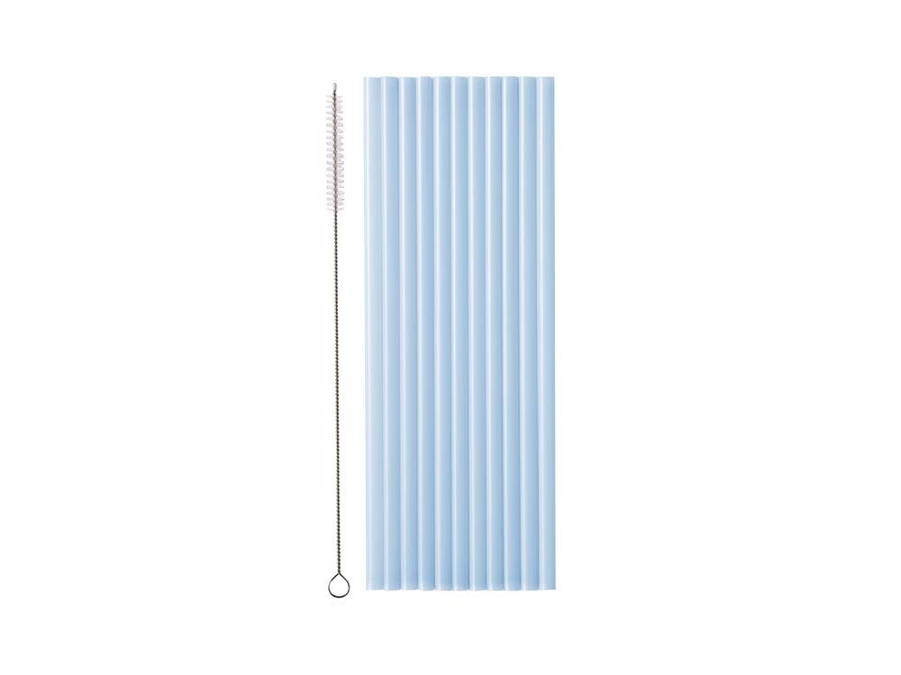 Plastsugerør, Pastellblå 23 cm 12 stk.