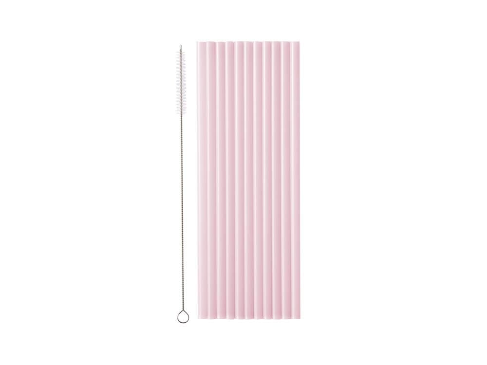 Plastsugerør, Pastellrosa 23 cm 12 stk.
