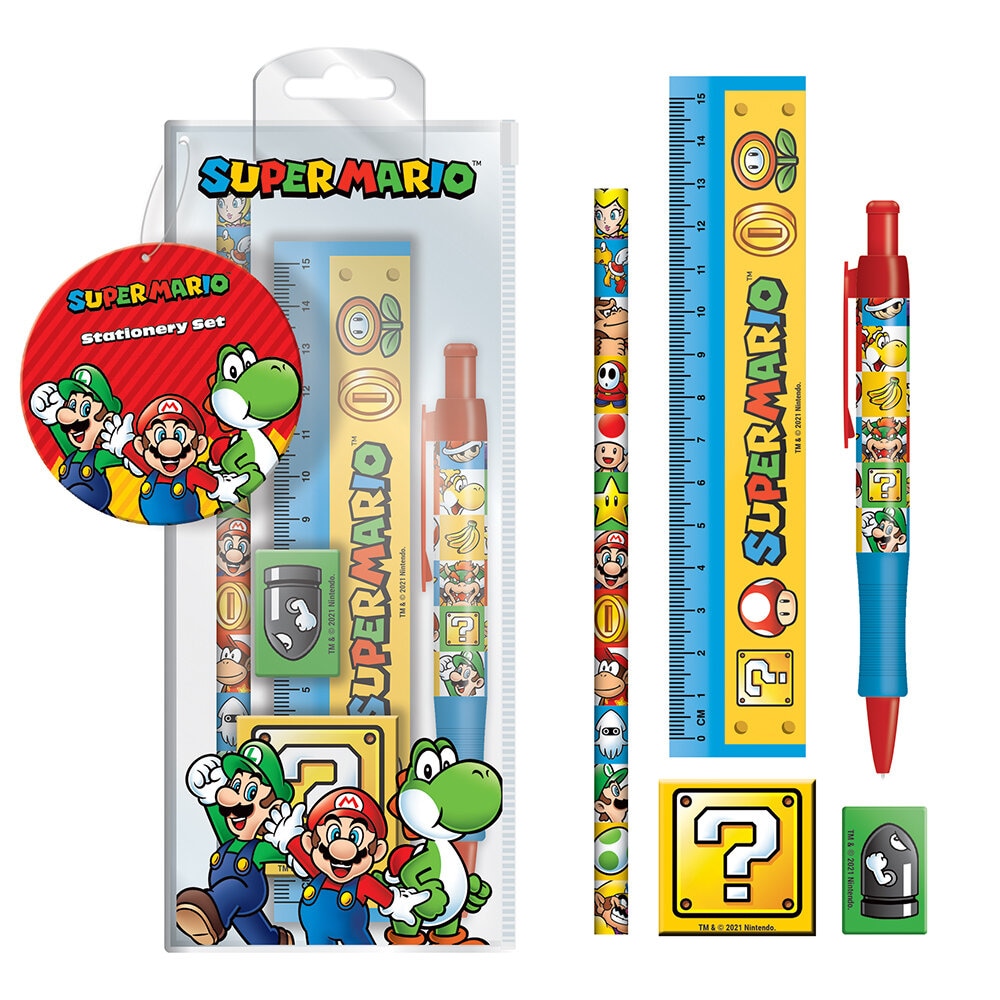 Super Mario Bros - Skolesett Color Block 5 stk.