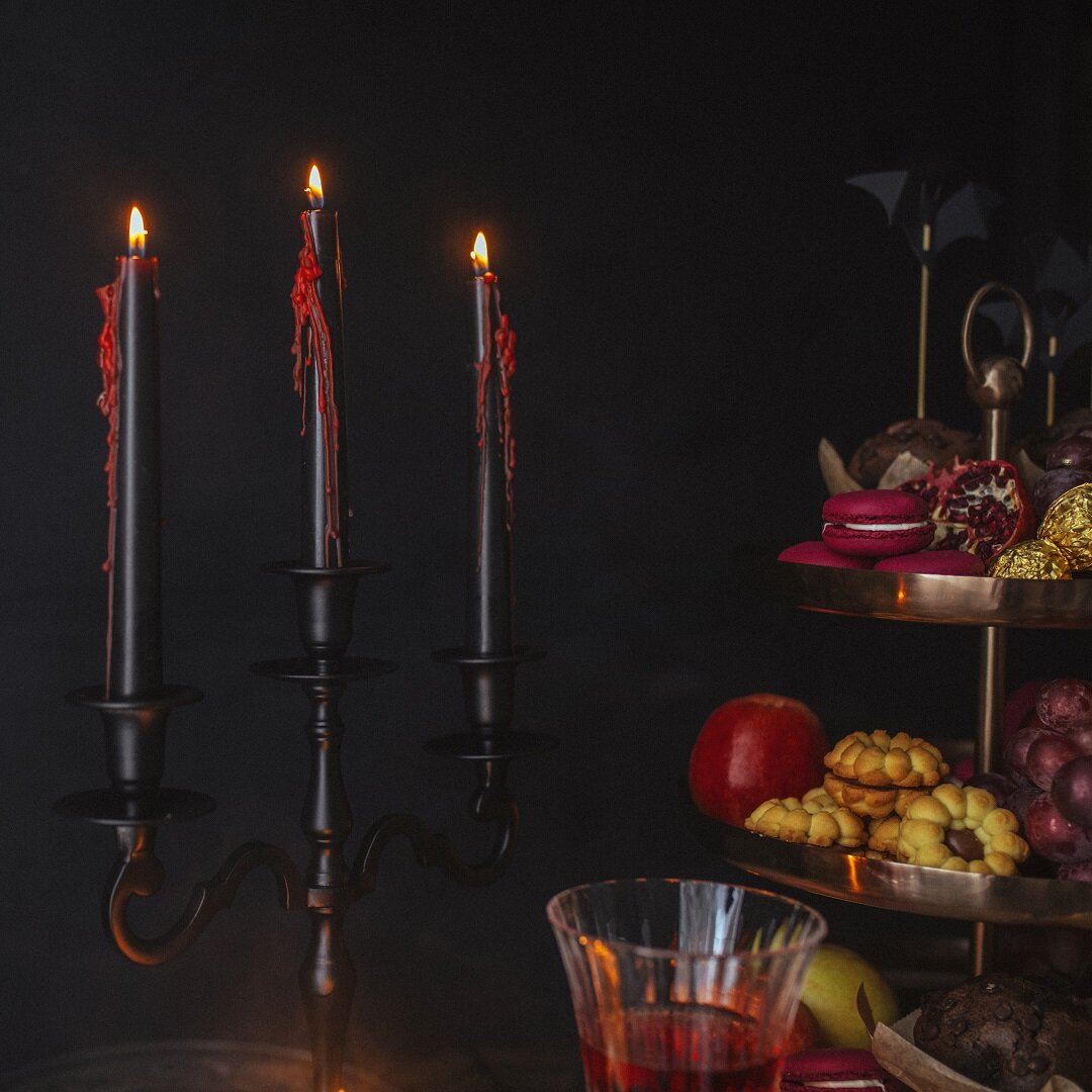 Blødende Sorte Stearinlys 3 stk