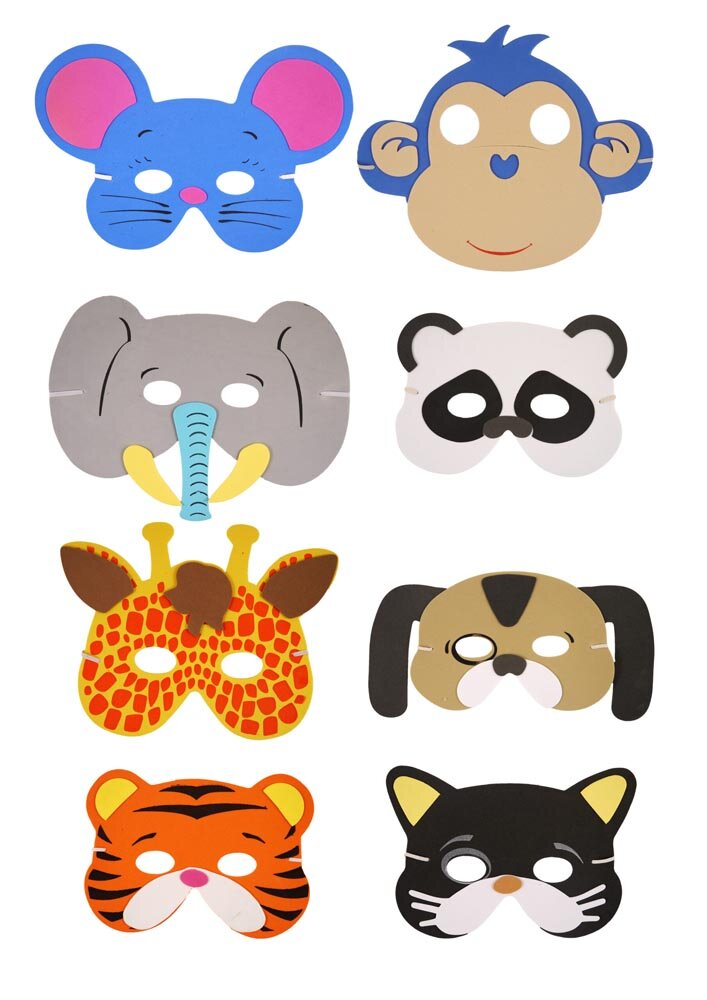 Safaridyrmasker av mykt skumm (stykkevis)