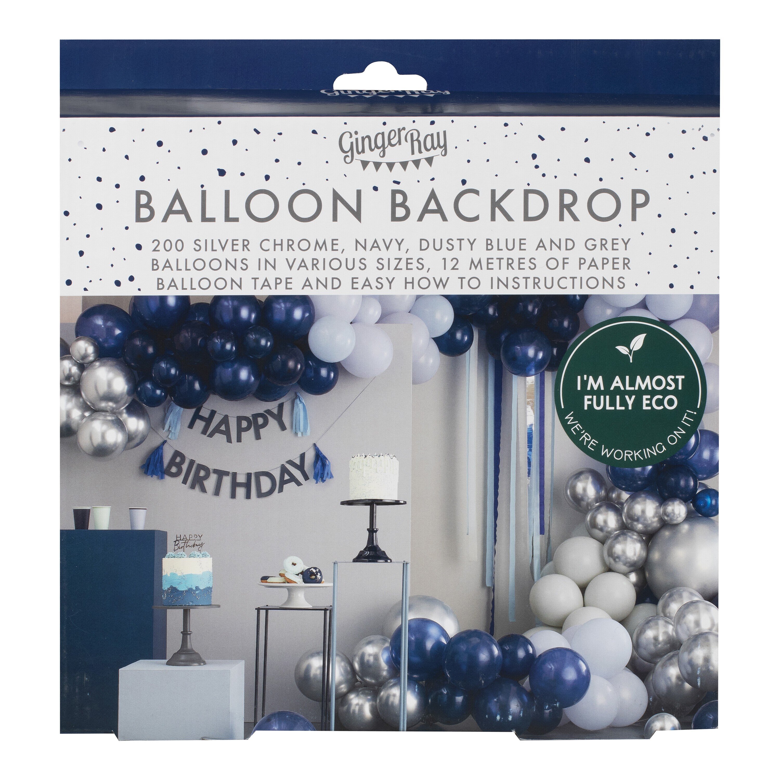 DIY Deluxe Ballongbue - Silver, blå og mørkeblå