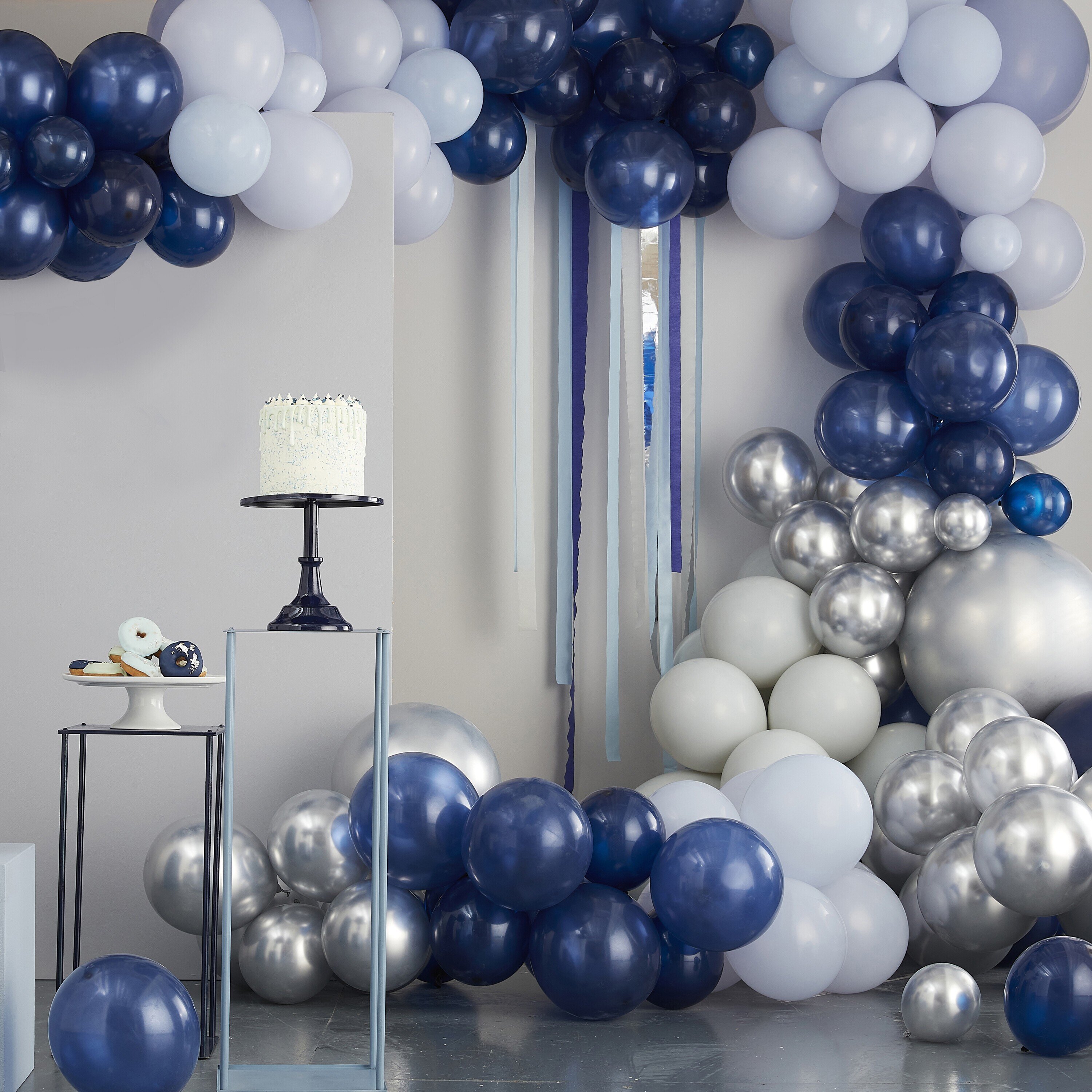 DIY Deluxe Ballongbue - Silver, blå og mørkeblå