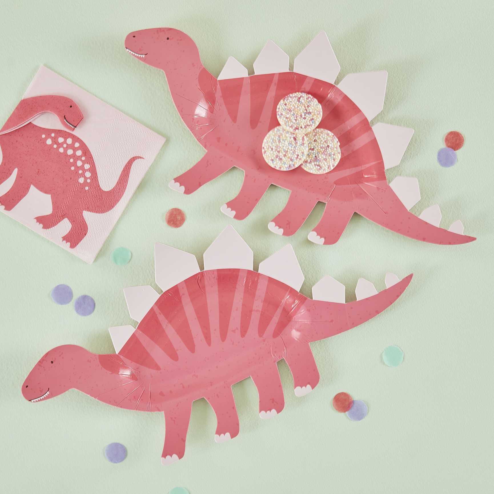 Dinosaur Roar Pink - Formede tallerkener 8 stk.