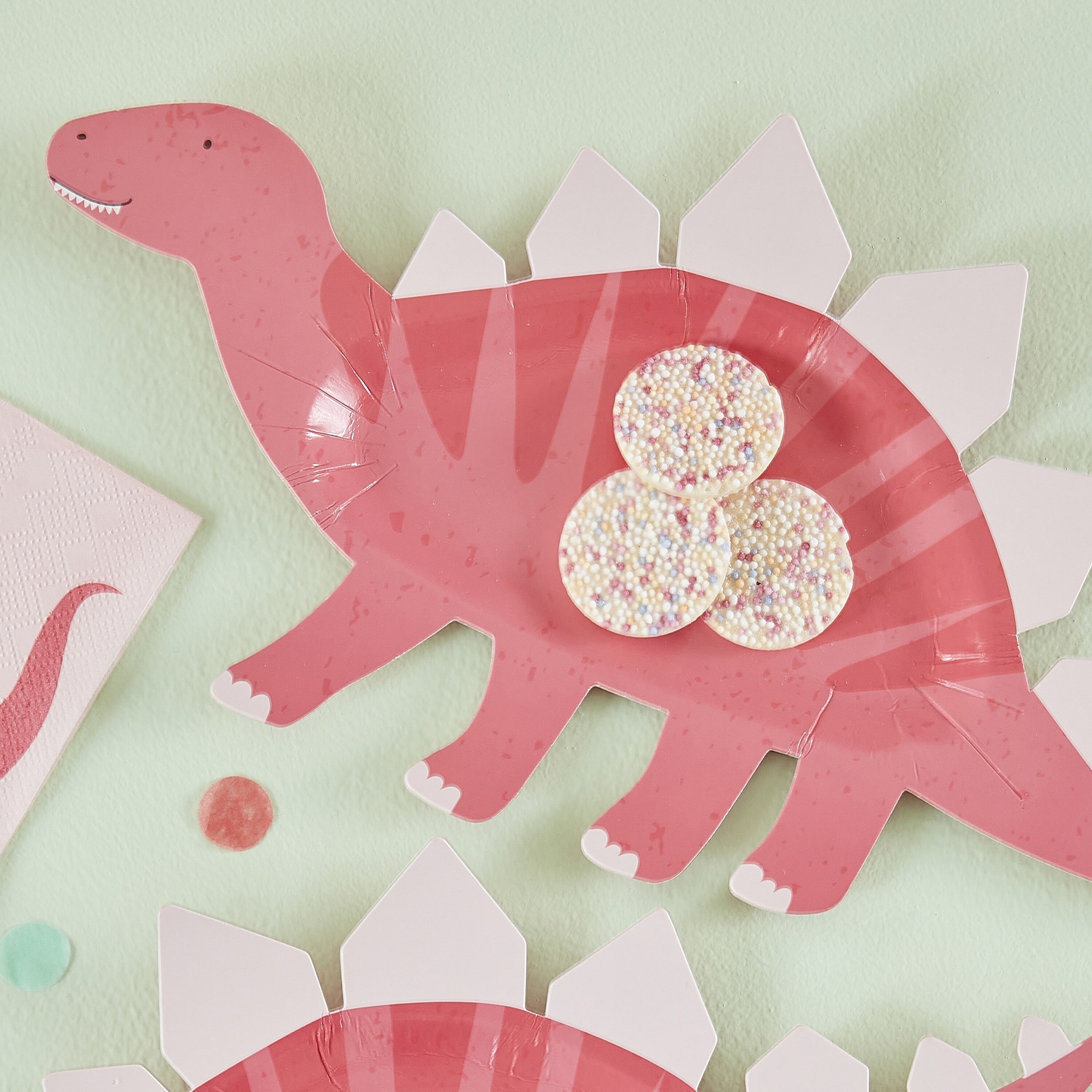 Dinosaur Roar Pink - Formede tallerkener 8 stk.