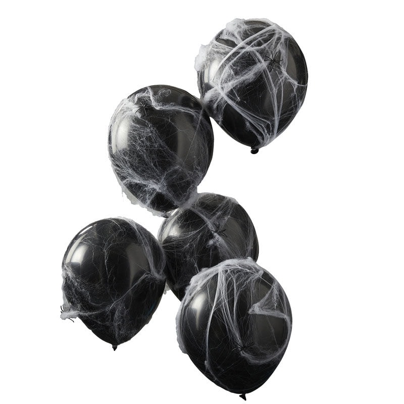 Ballonger med edderkopper og spindelvev, 5 stk.