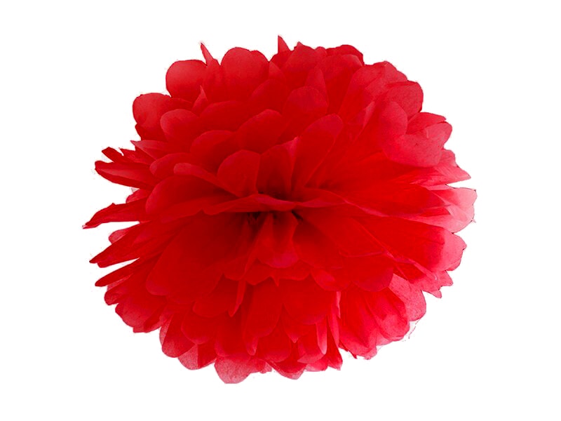 Pom pom i ball i rød farge 25 cm