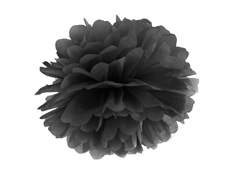 Pom pom ball i svart 25 cm